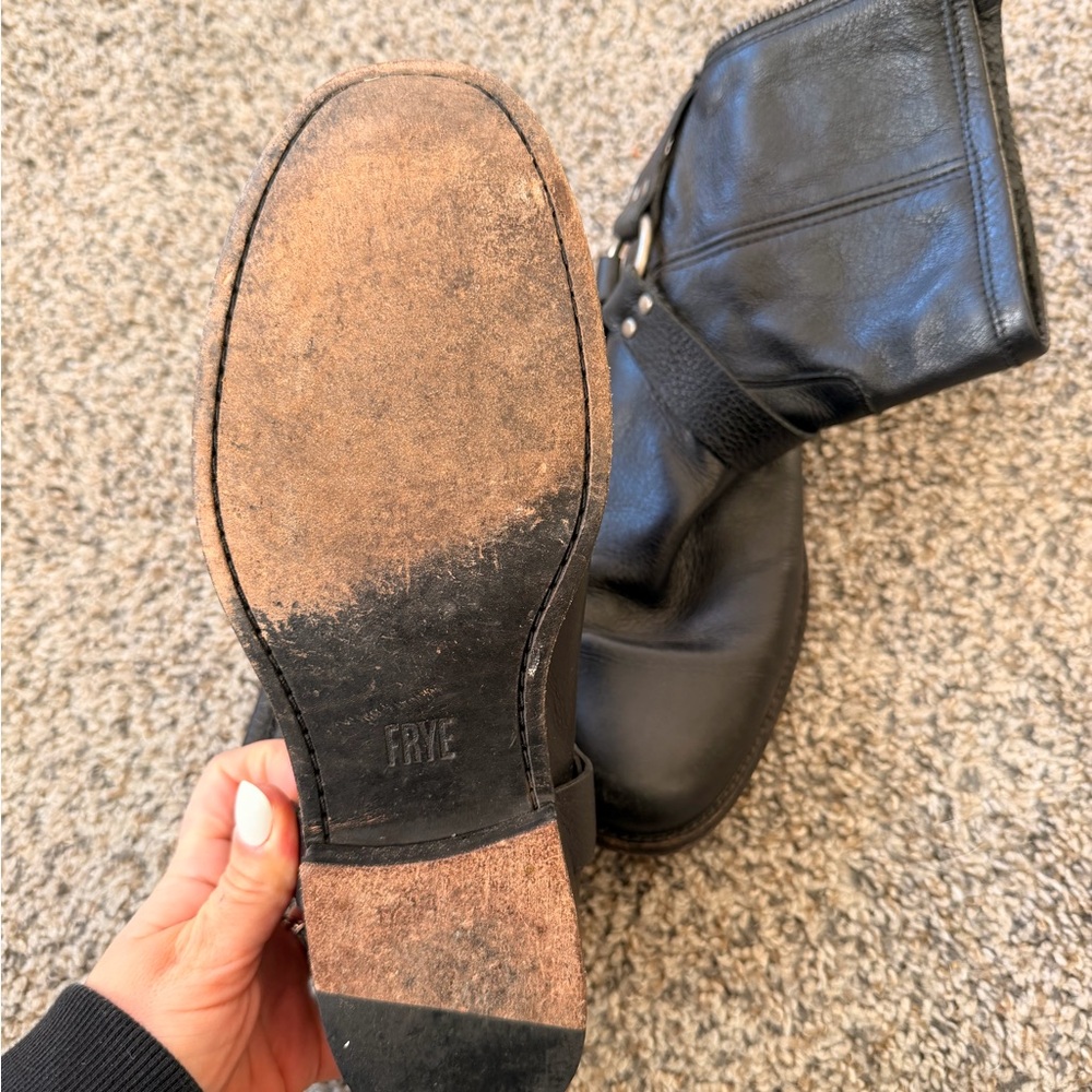 Frye Black Leather Moto Boots - Picture 3 of 3